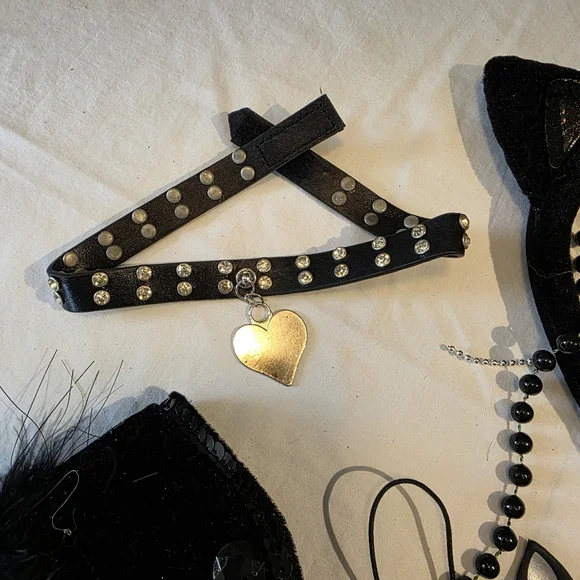 Sexy Kitty Black Cat Vixen Costume Accessory Set 8 Pieces EUC - Picture 4 of 8